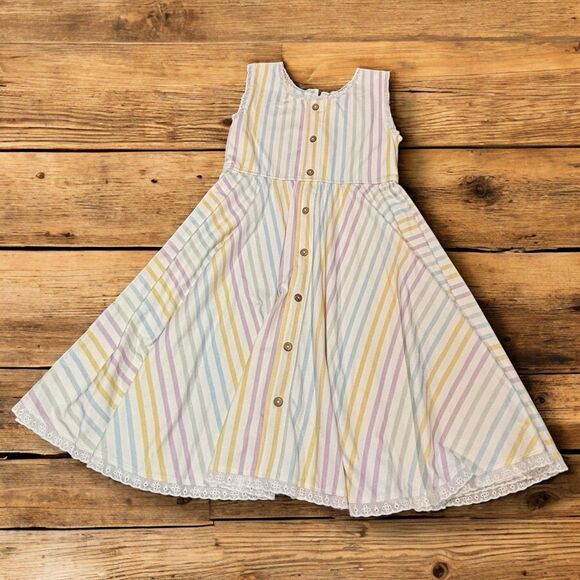 Omi Jo WDW Library Dress 11/12 NWT Spring Stripe Sleeveless Rare HTF Eyelet Trim - Picture 1 of 5